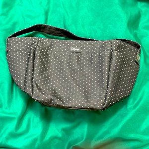 Thirty-One Creative Caddy in Swiss Charcoal- gray with white polka dots.